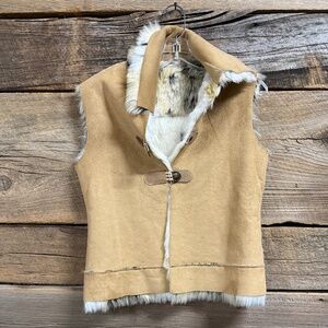 Naramaglie Faux Fur Vest, Beige, Made in Italy